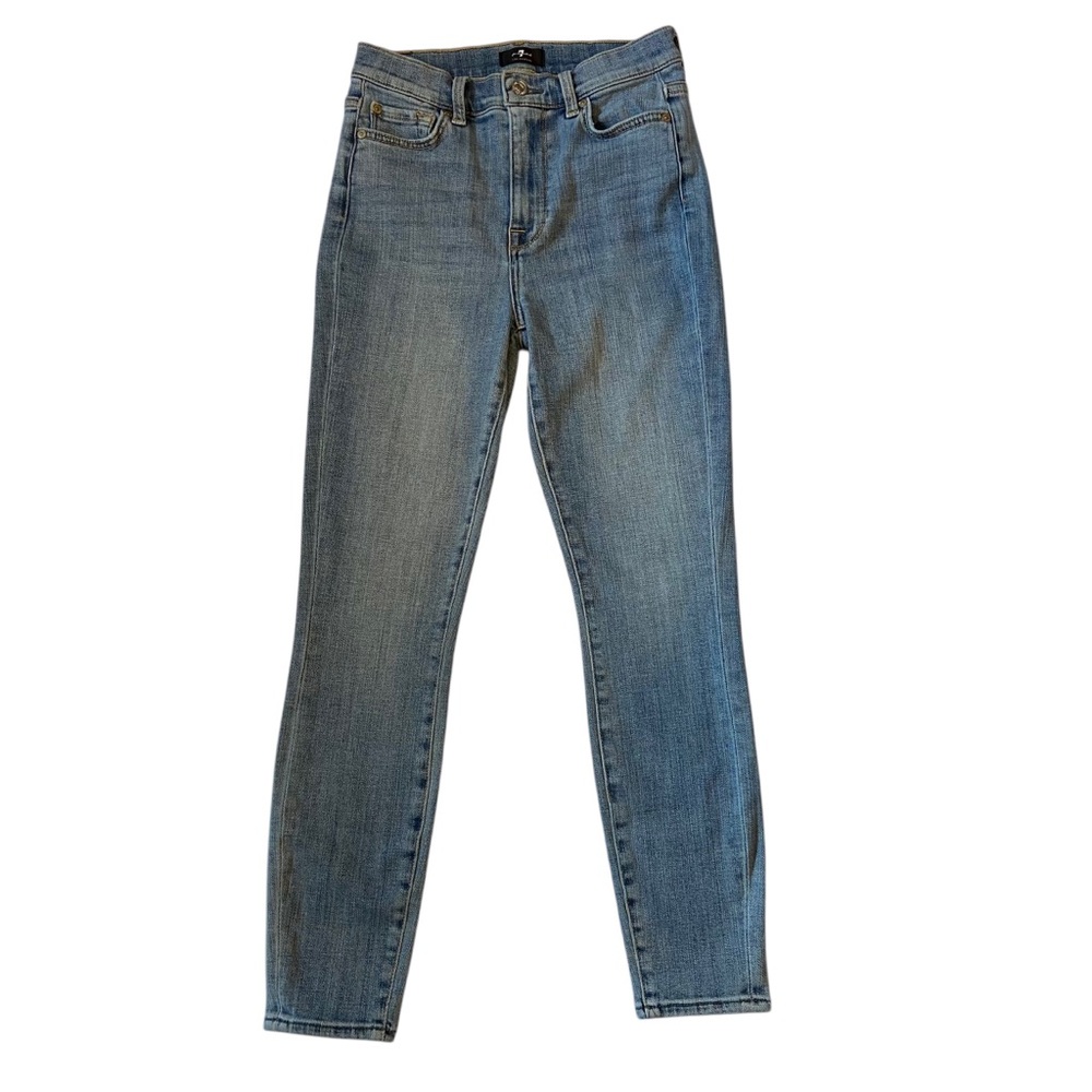 7FAM Skinny Jeans The High Waist Ankle Stretch Denim Blue Womens Size 26